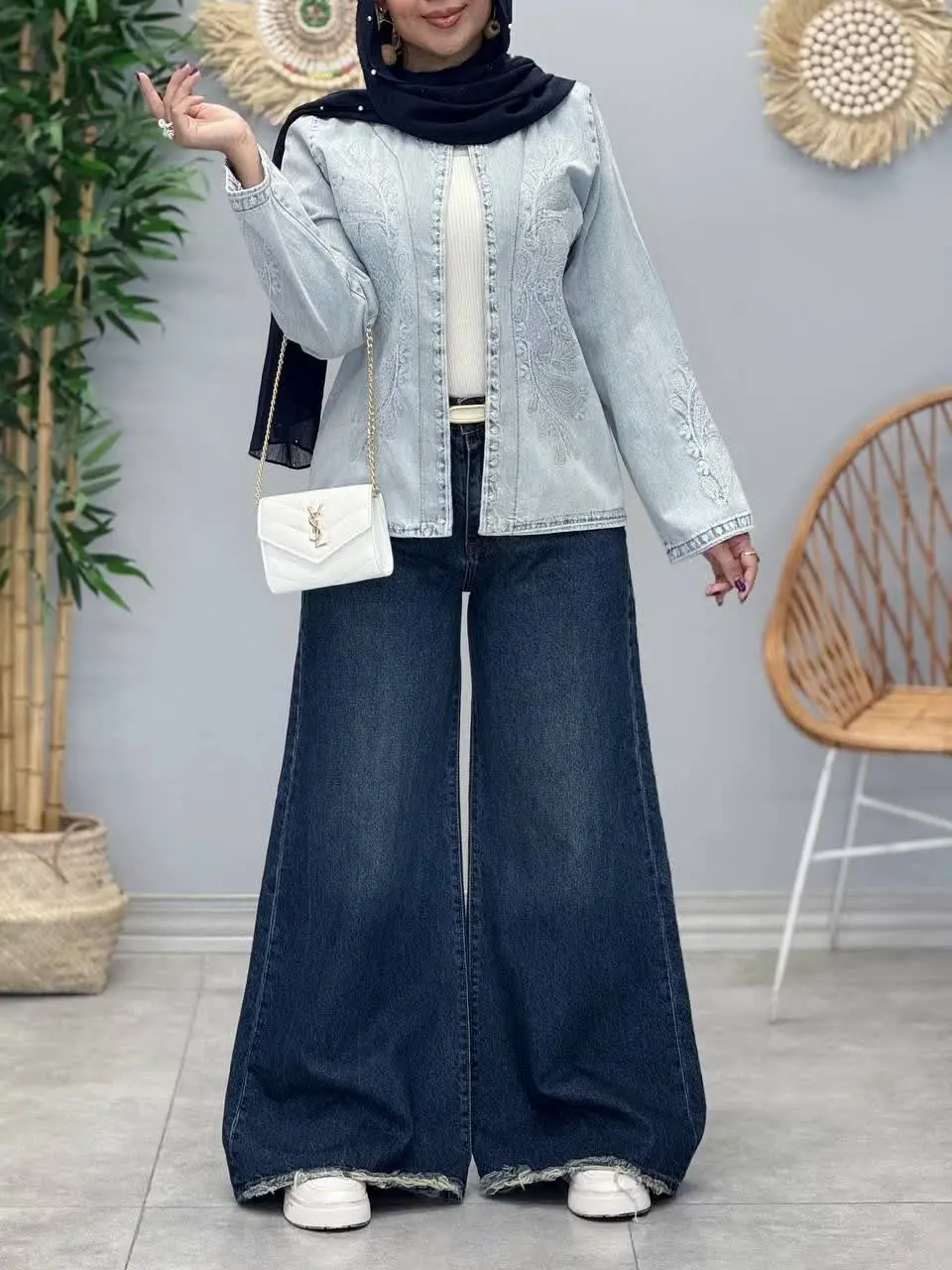 3415-جین وارداتی گلدوزی